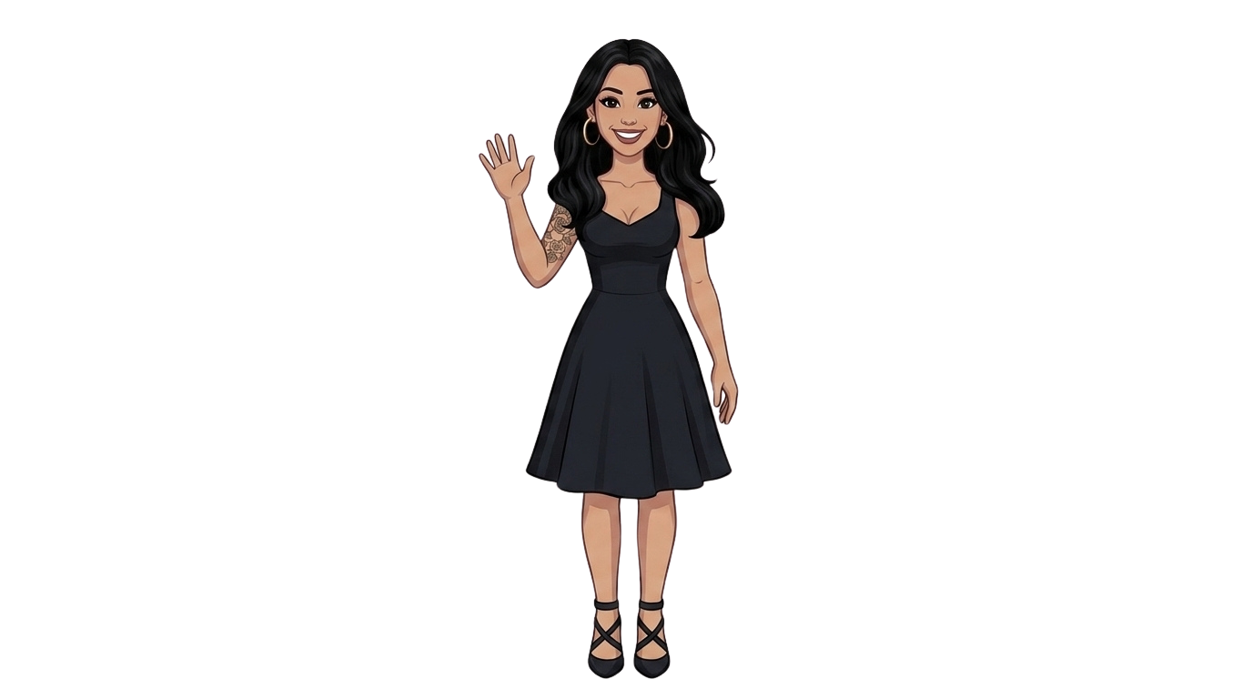 Illustration of Sandy Hopkins waving